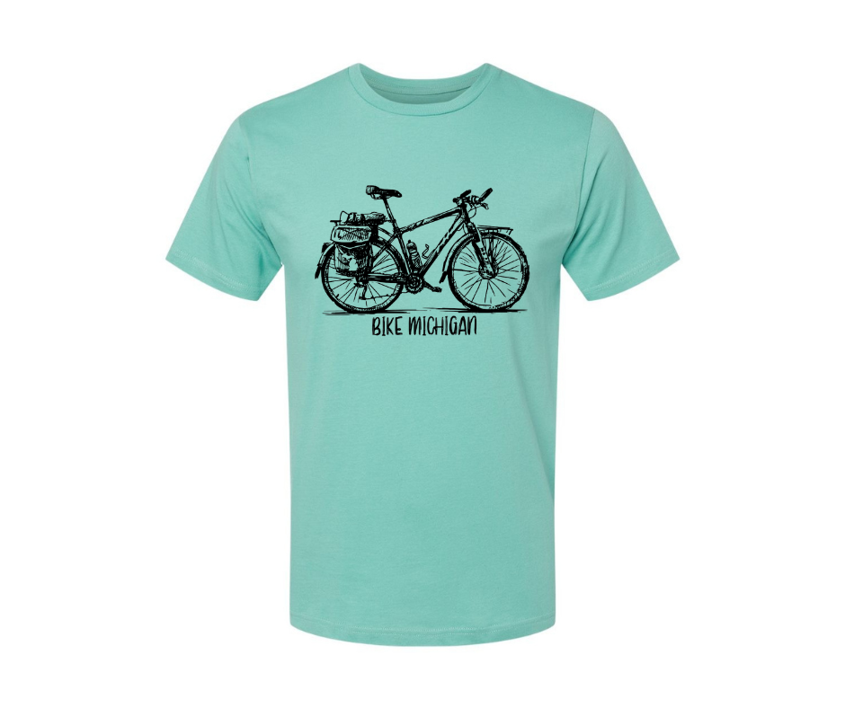 T-Shirt: T57C - Bike Michigan (Saltwater)