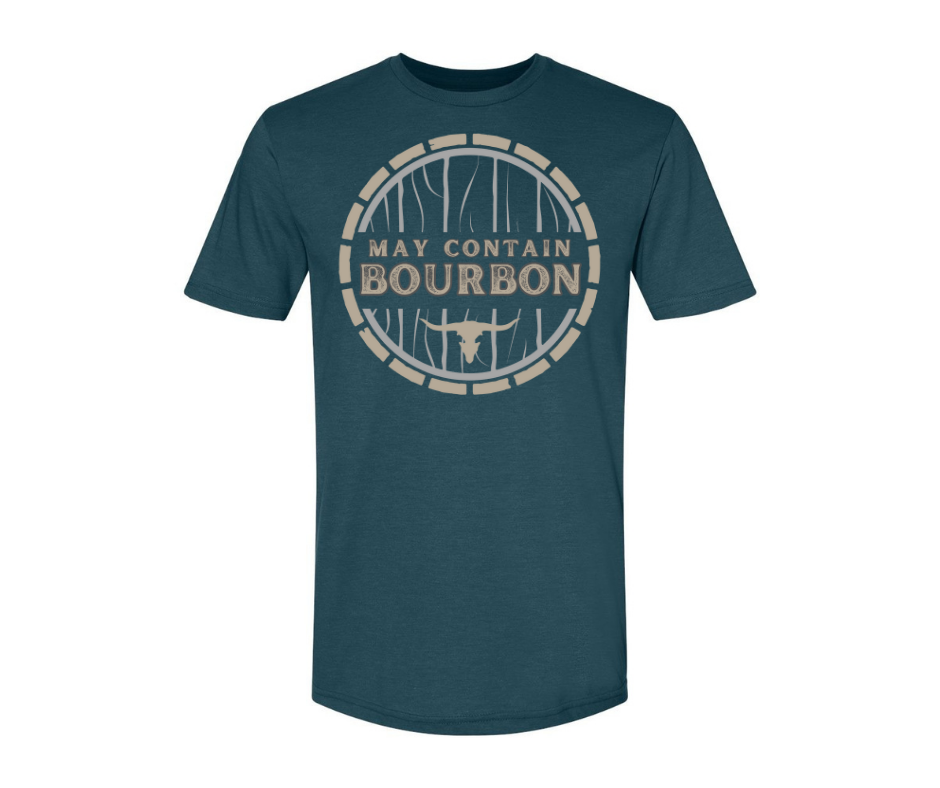 T-Shirt: T122 - May Contain Bourbon (Steel Blue)