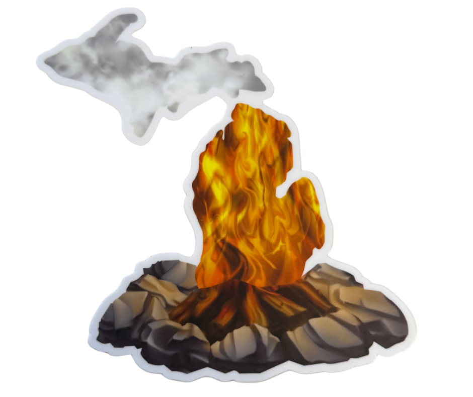 P56: Michigan Map Campfire Decal