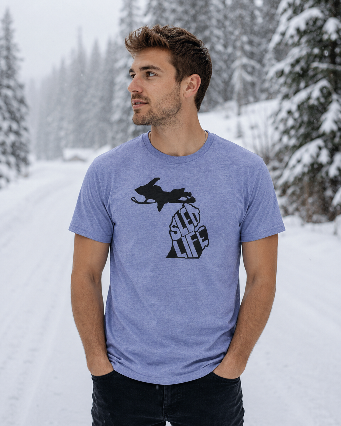 T-Shirt: T30B - Sled Life (H. Indigo)