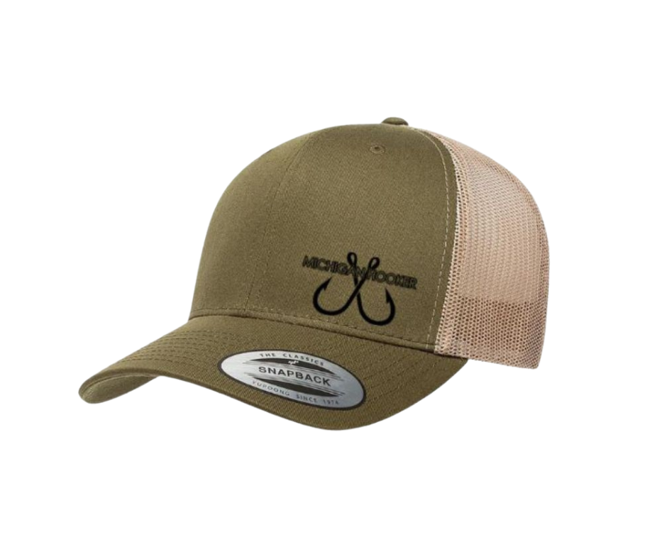 Snapback Hat: Michigan Hooker Olive/Tan