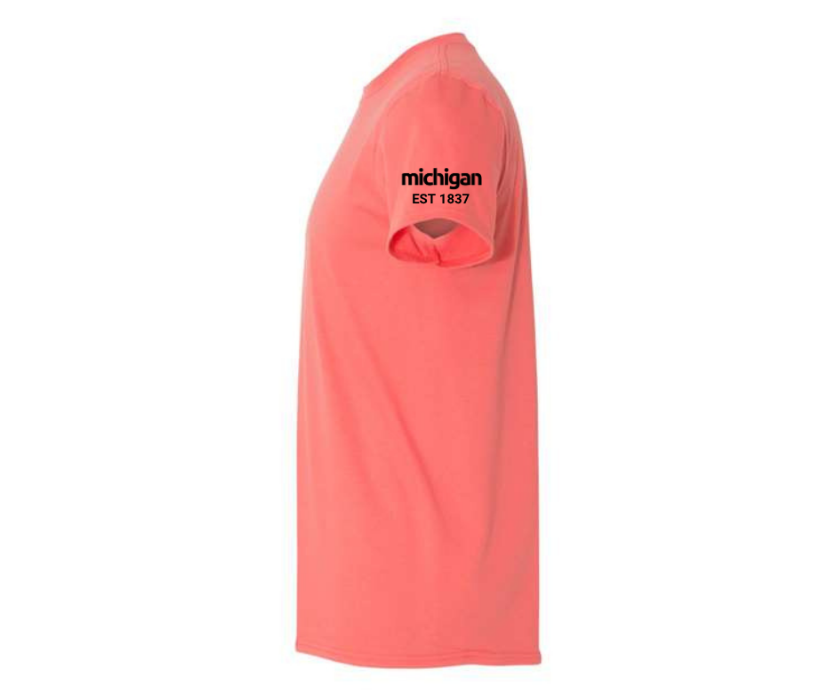 T-Shirt: Michigan Est. 1837 (Coral)