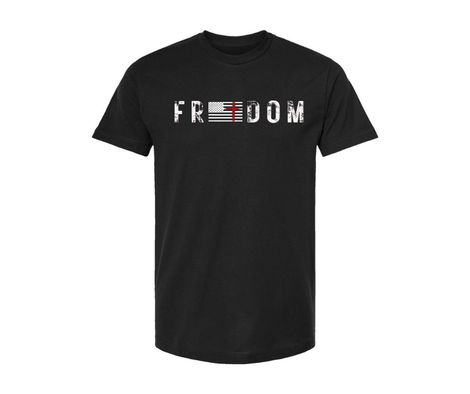 T-Shirt: Freedom with Red Cross (H. Black)