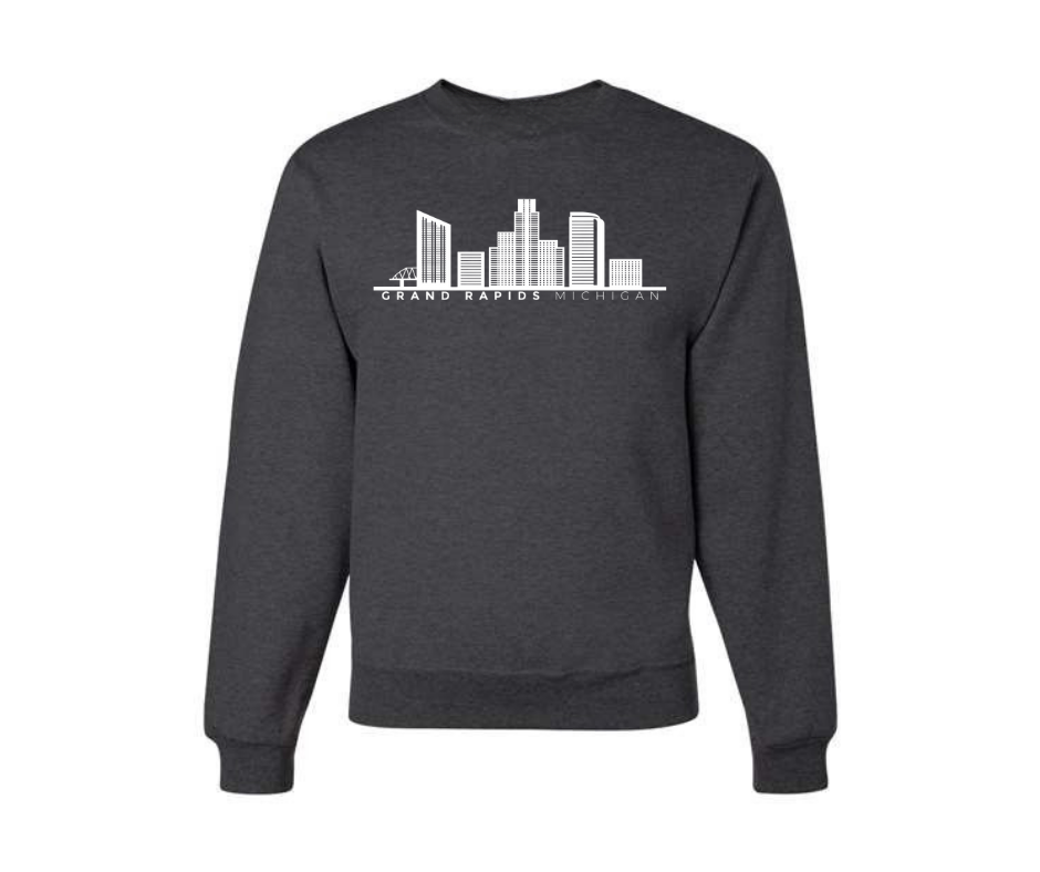 Crewneck: C5 - Grand Rapids Skyline (Black Heather)