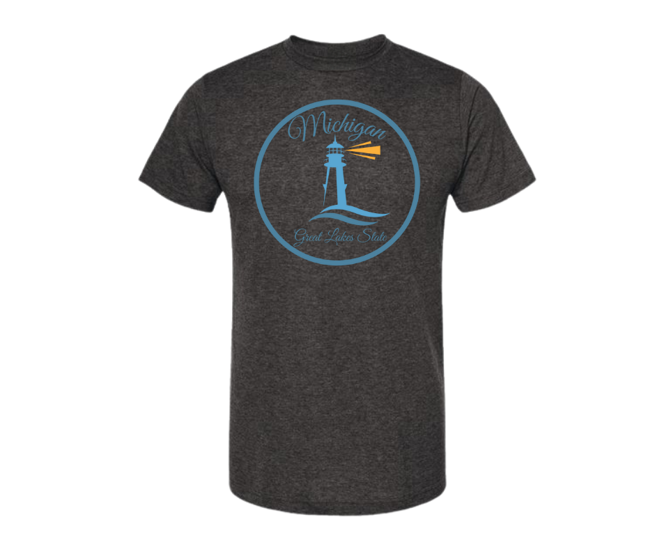 T-Shirt: T102B - Michigan Lighthouse, Great Lakes State (H. Graphite)