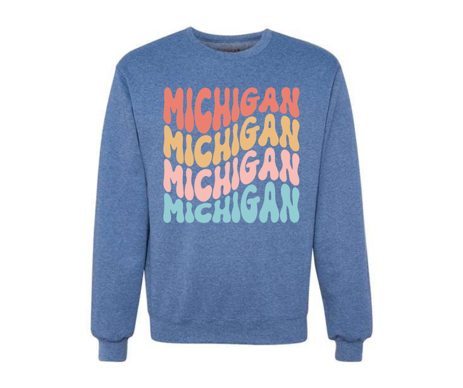 Crewneck: Michigan Groovy (Vintage Heather Blue)