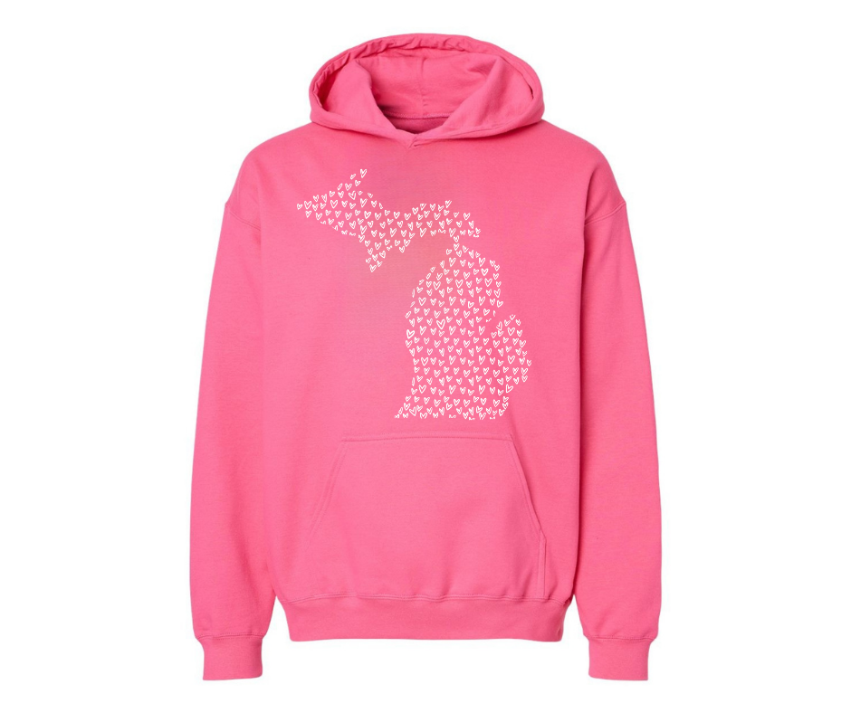 Hoodies: Michigan Hearts (Pink Lemonade)