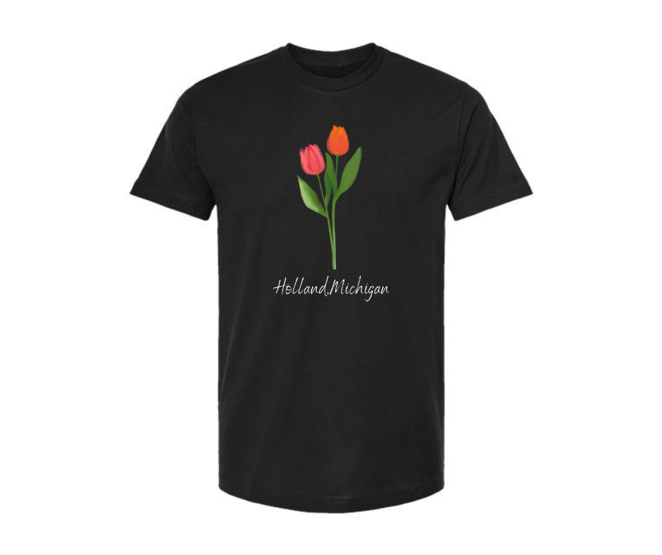 T-Shirt: Holland, Michigan Tulips (Black)