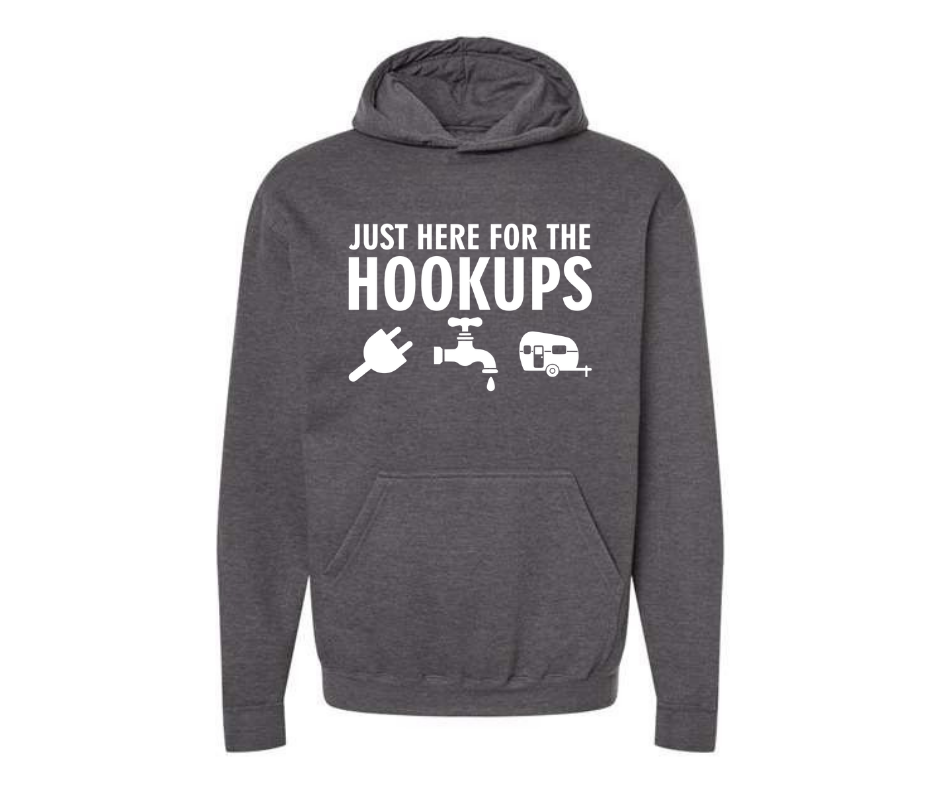 Hoodies: Here For the Hookups (Heather Charcoal)