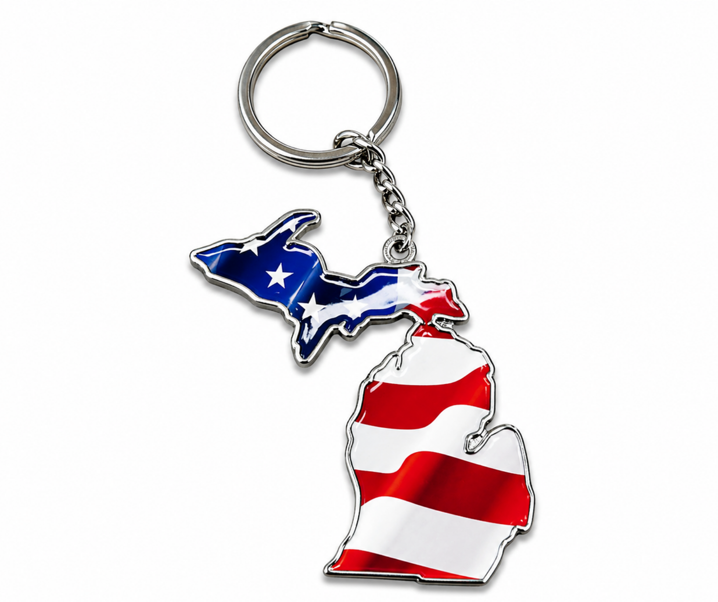 K7: Michigan Map American Flag Keychain