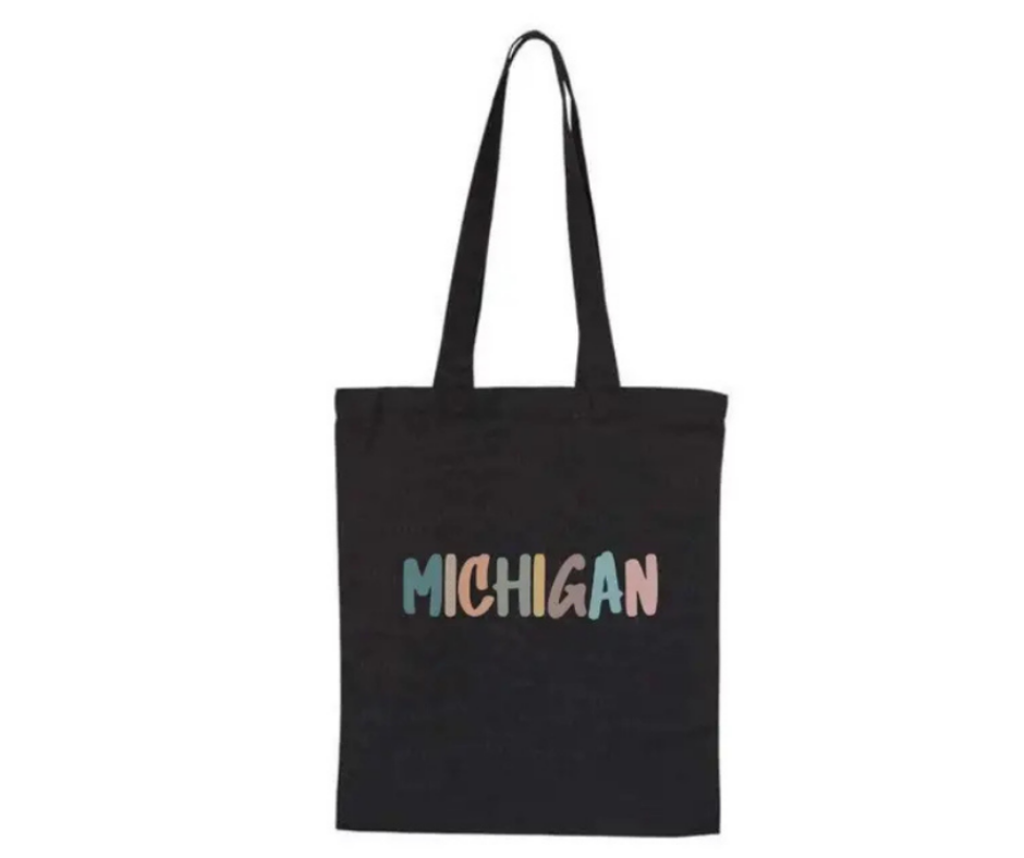 CTB2: Michigan Pastel Text Canvas Tote Bag