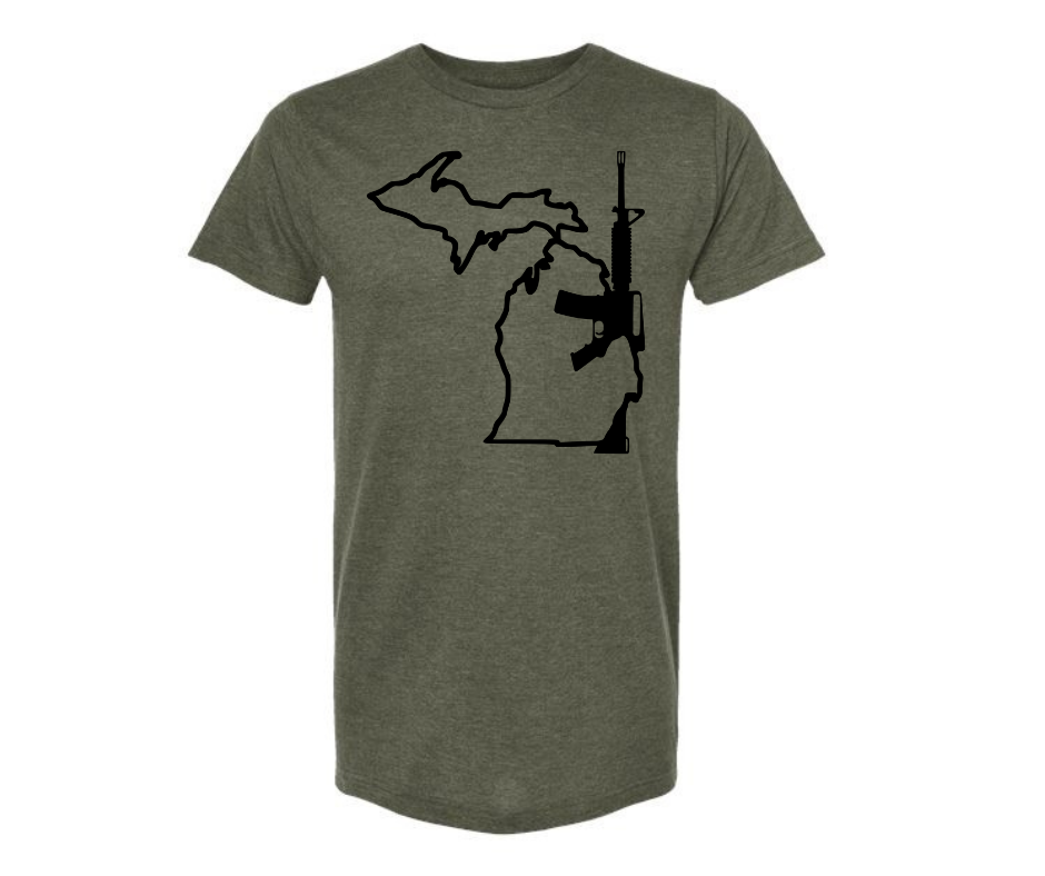 T-Shirt: T23B- Michigan AR (H. Military Green)