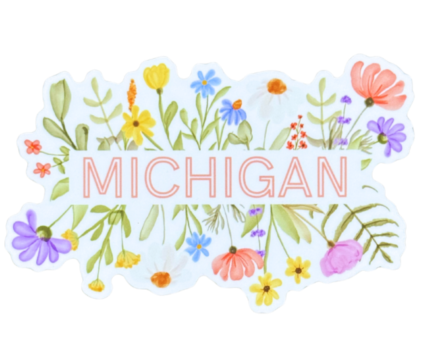 P96: Michigan Flowers Text Decal