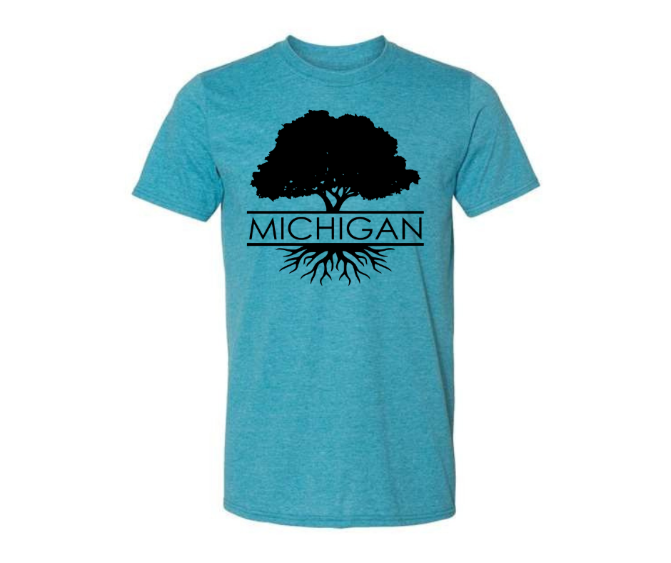 T-Shirt: Michigan Roots (H. Galapagos Blue)