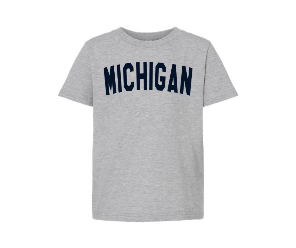Youth T-Shirt: Navy Arch (Heather Grey)