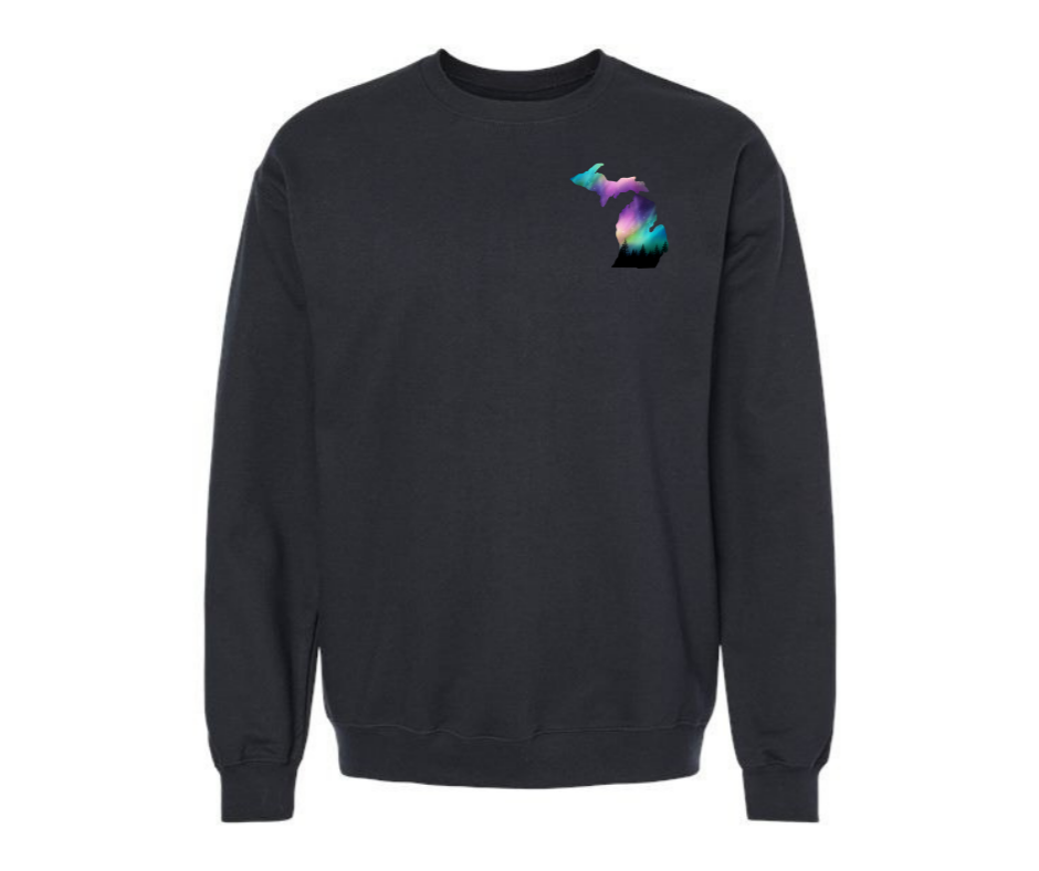 Crewneck: Northern Lights Pocket (Black Heather)
