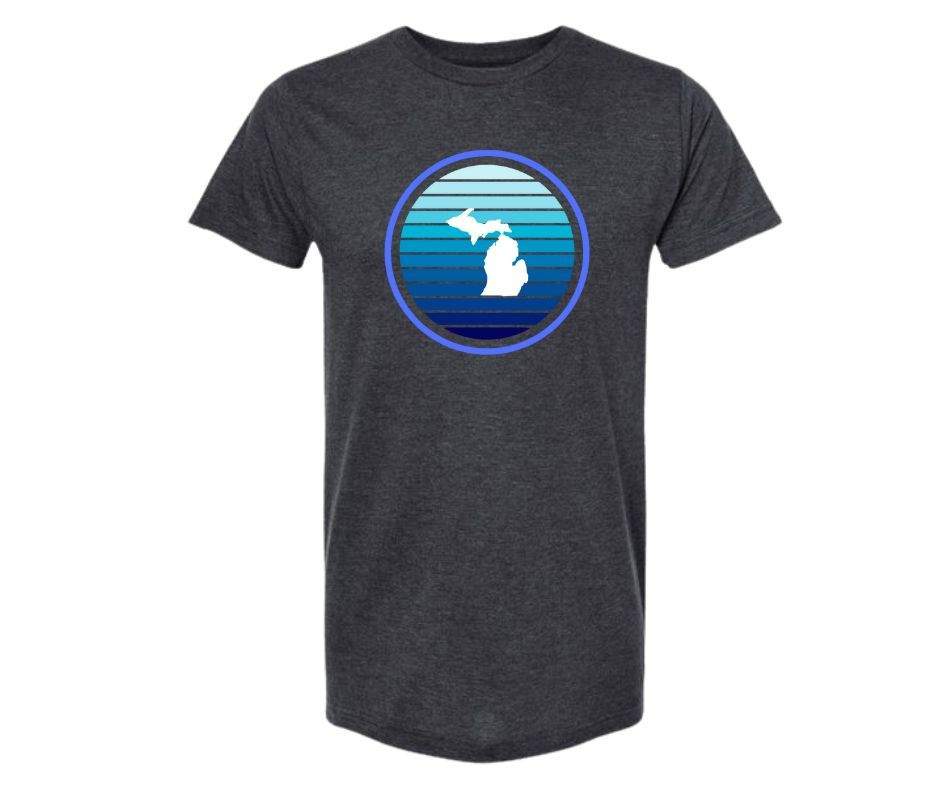 T-Shirt: T101 - Michigan Blue Circle (H. Graphite)
