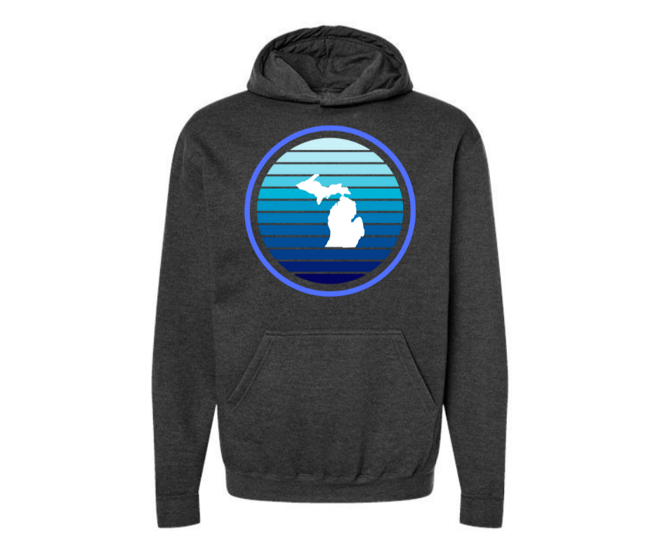 Hoodies: Michigan Blue Circle (H. Graphite)