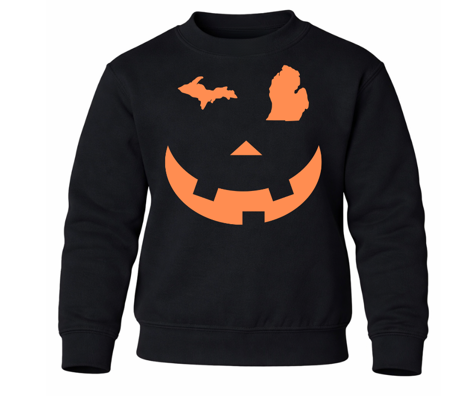 Youth Crewneck: Michigan Jack'O'Latern (Black)