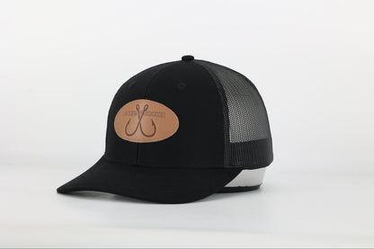 Snapback Hat: Michigan Hooker Leather Patch- Black