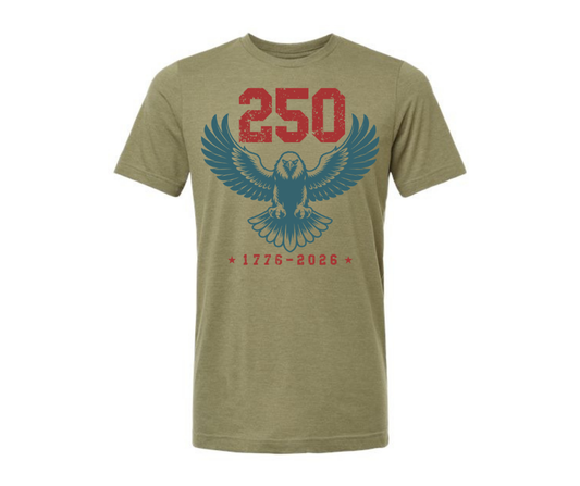 T-Shirt: 250th Anniversary Eagle (Heather Olive Green)