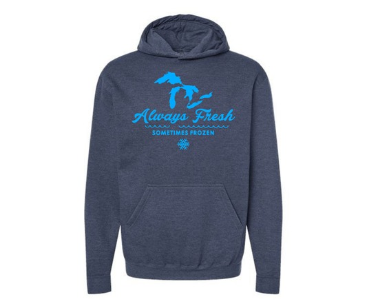 Hoodies: Always Fresh Sometimes Frozen (Heather Denim)