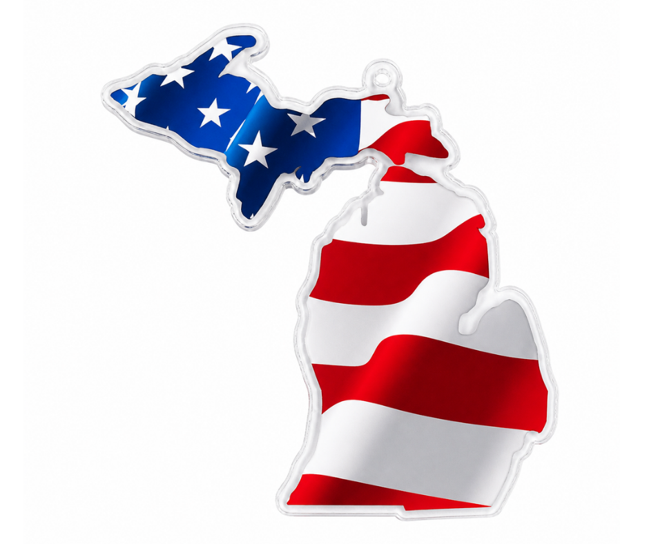 CSC7: Michigan American Flag Car Suncatcher