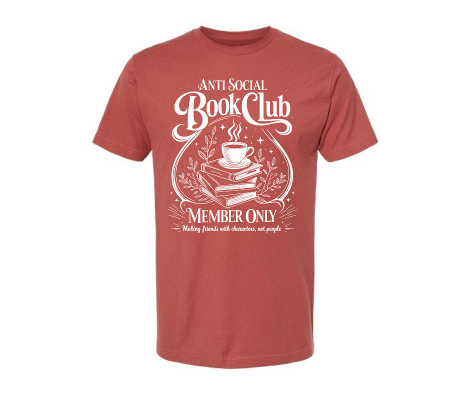 T-Shirt: T121 - Anti-social Book Club (Terracotta)