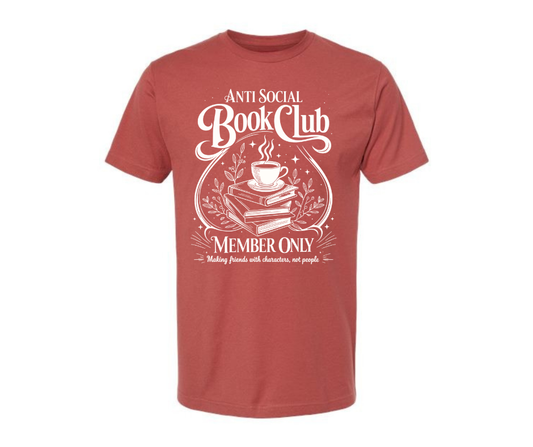 T-Shirt: T121 - Anti-social Book Club (Terracotta)