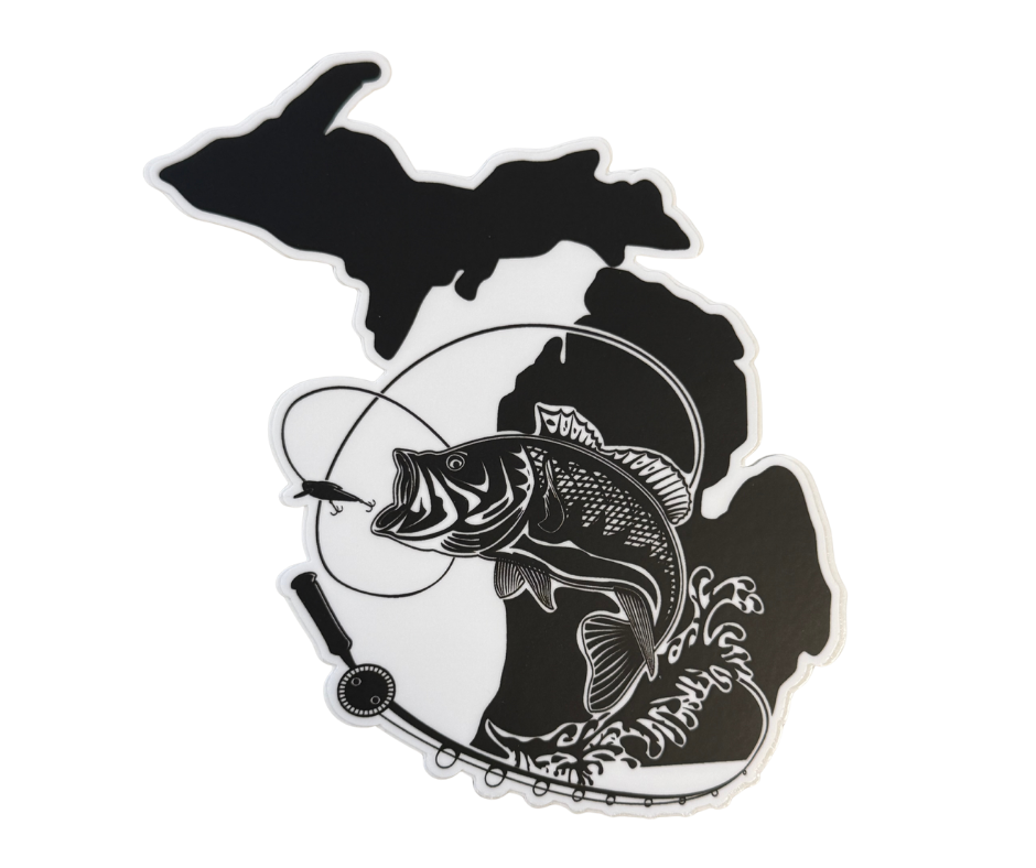 P29: Michigan Map Bass Fishing Decal