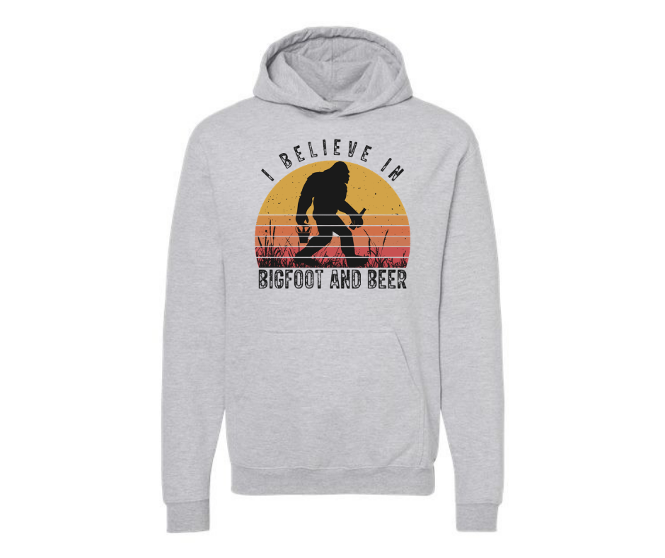 Hoodies: Bigfoot and Beer (Heather Grey)