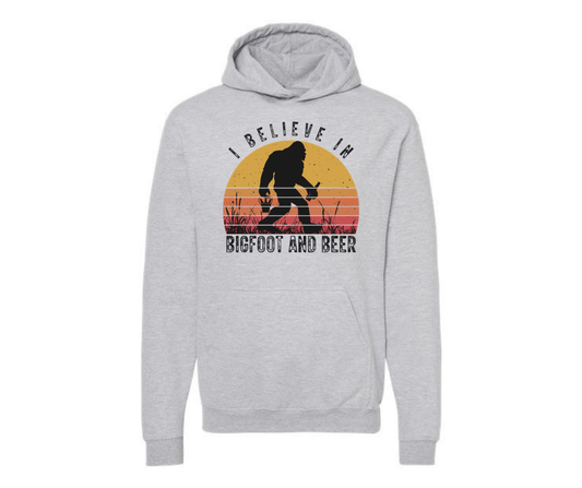 Hoodies: Bigfoot and Beer (Heather Grey)