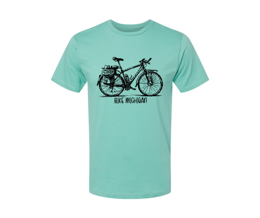 T-Shirt: T57C - Bike Michigan (Saltwater)