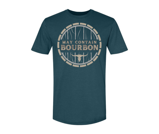 T-Shirt: T122 - May Contain Bourbon (Steel Blue)