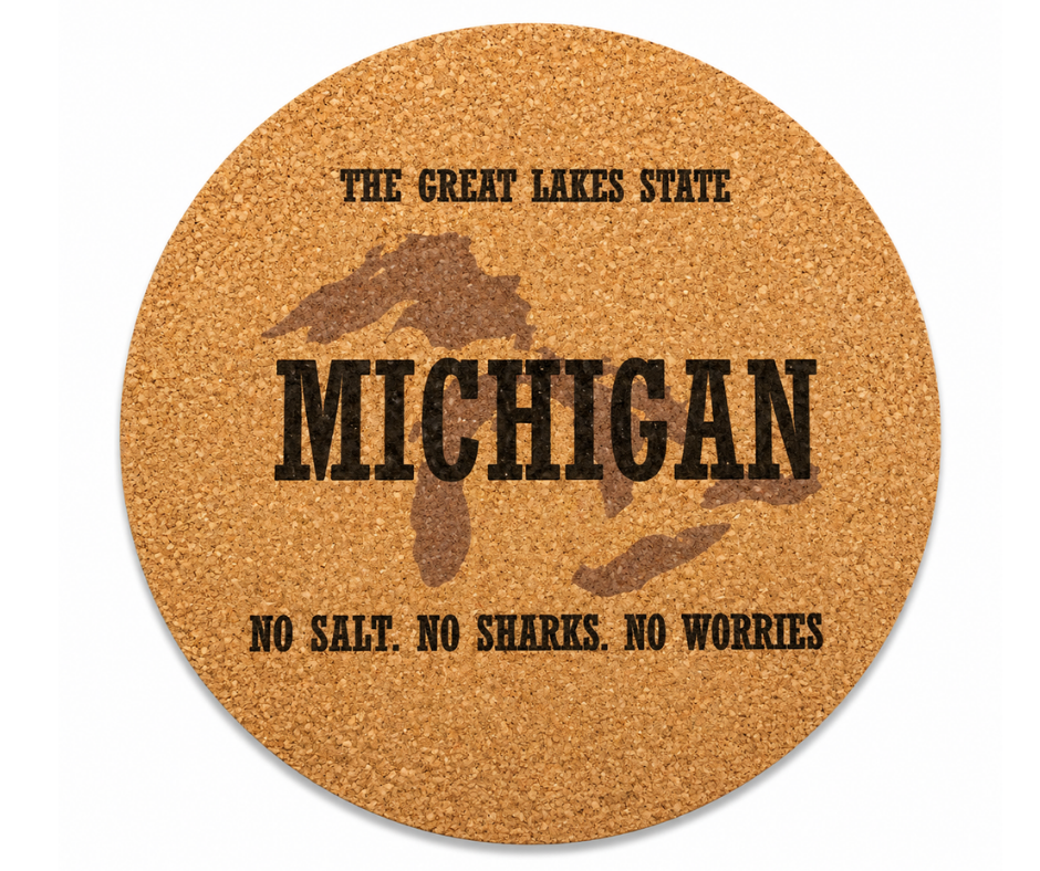 CC-B: The Great Lakes State Cork Coaster