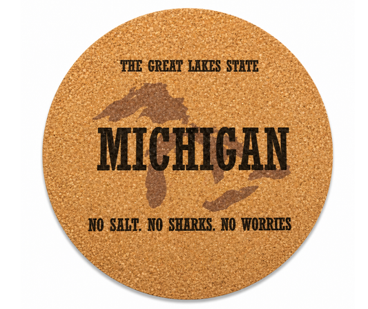 CC-B: The Great Lakes State Cork Coaster
