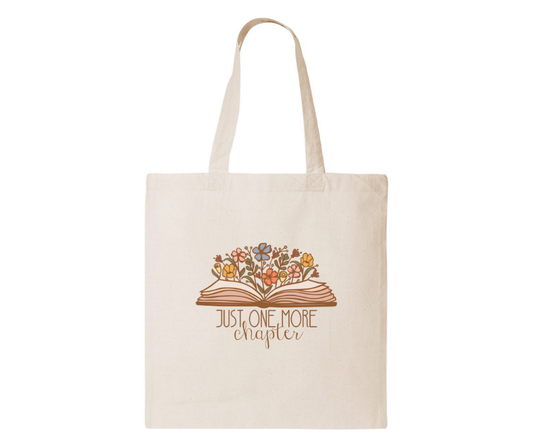 CTB3: Just One More Chapter Canvas Tote Bag - Cream