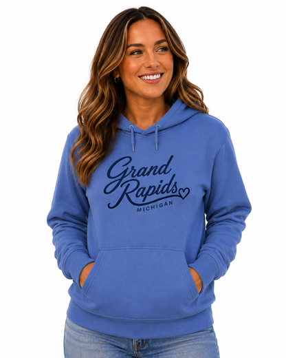Unisex Hoodie: Grand Rapids Script with heart