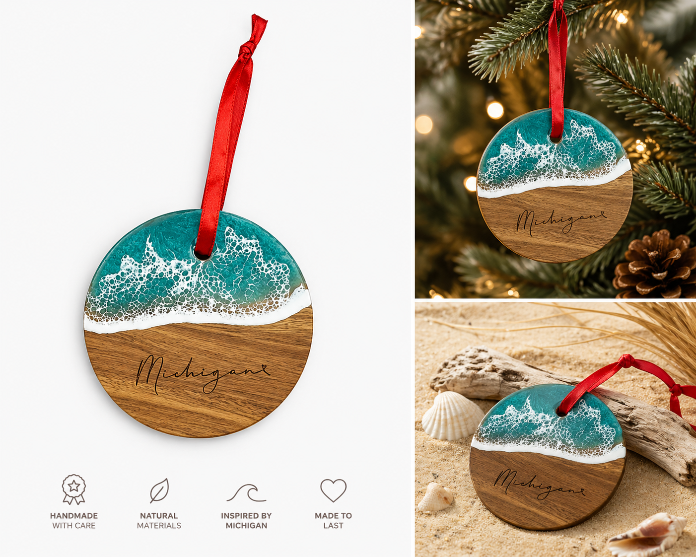 MBO1: Michigan Beach Circle Ornament