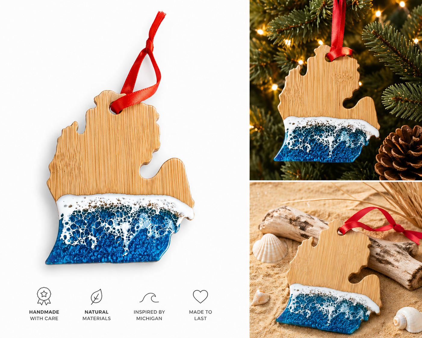 MBO2: Michigan Map Beach Ornament