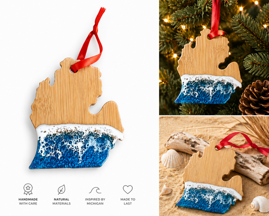 MBO2: Michigan Map Beach Ornament