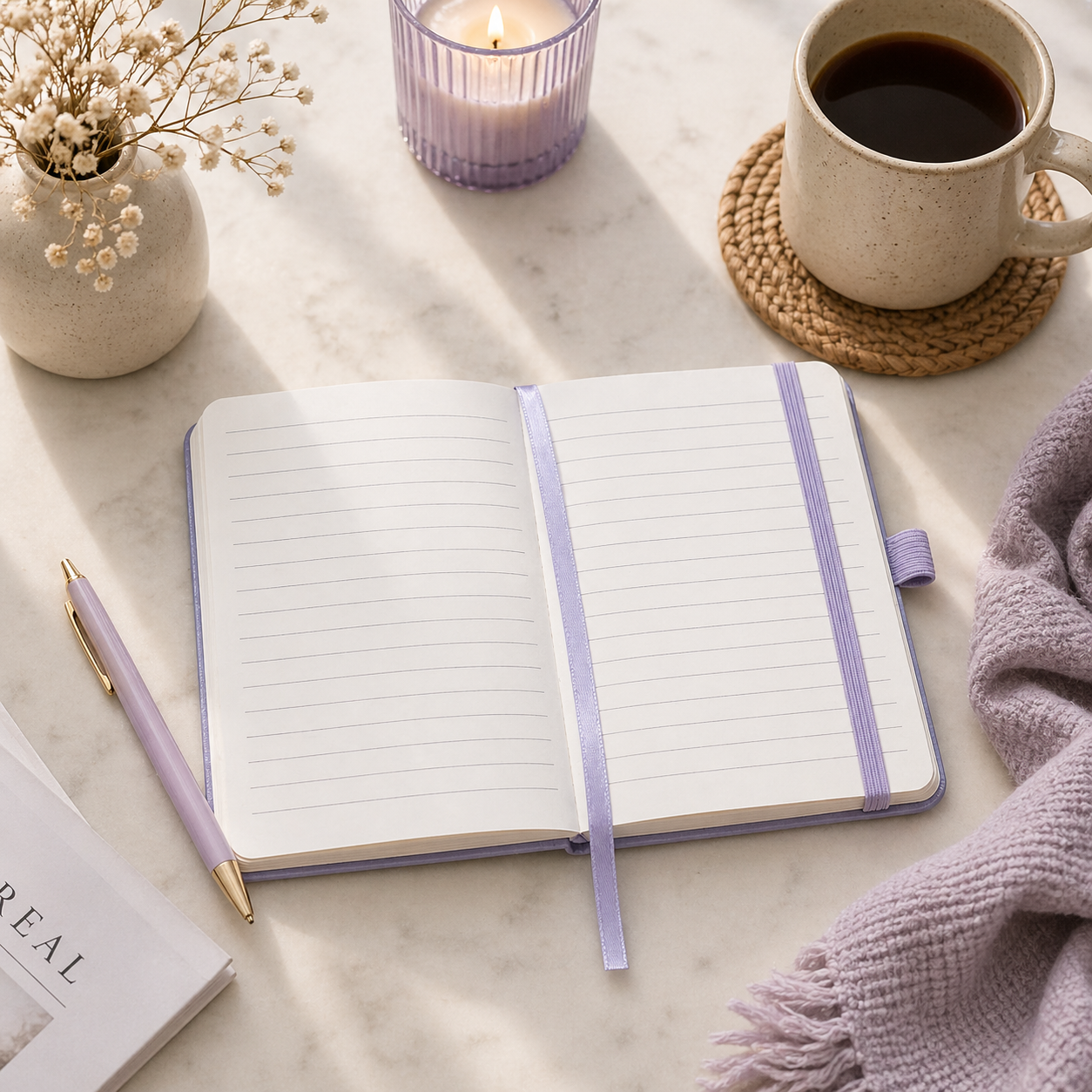 NB2: Michigan Text Flowers Notebook - Purple