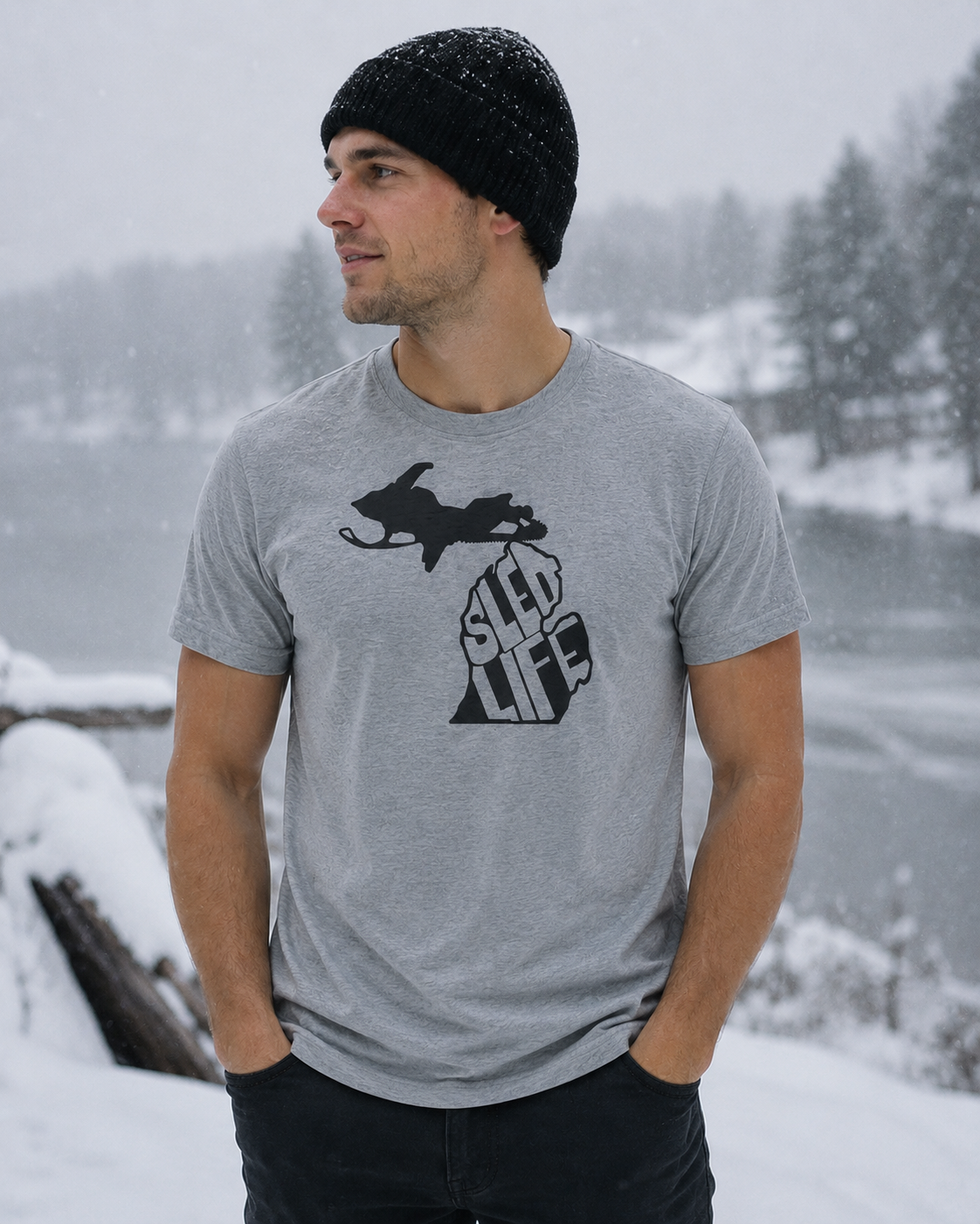 T-Shirt: T30A - Sled Life (H. Grey)