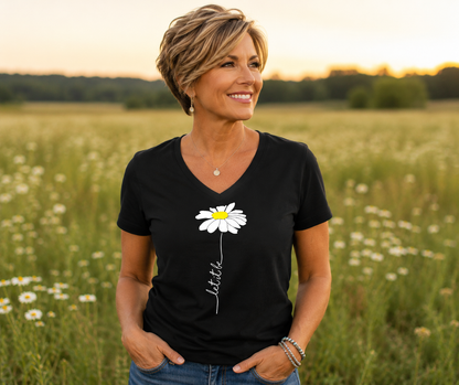 V-Neck: V7A - Woman's relaxed fit Let It Be (Black)