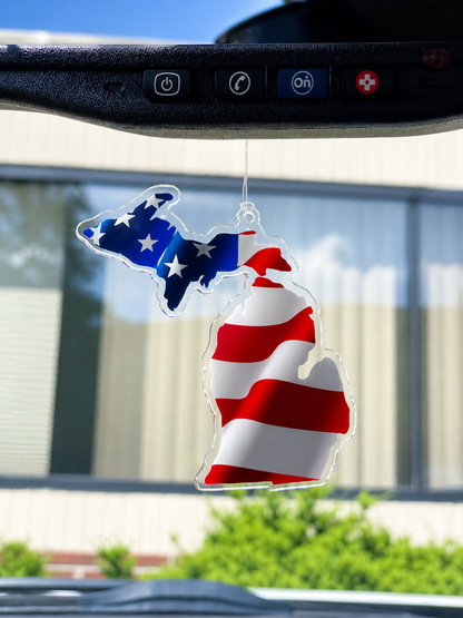 CSC7: Michigan American Flag Car Suncatcher