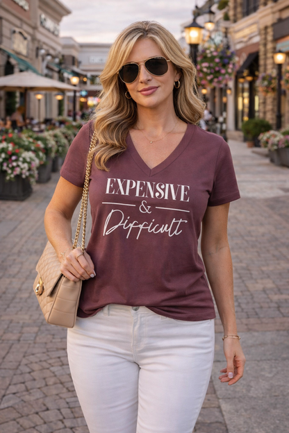 V-Neck:  V10 -Womans relaxed fit Expensive & Difficult (Java)