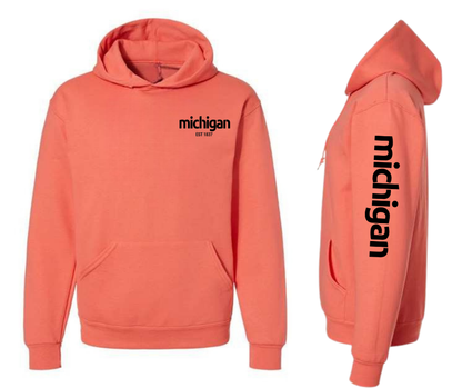 Hoodies: Michigan Est. 1837 (Sunset Coral)