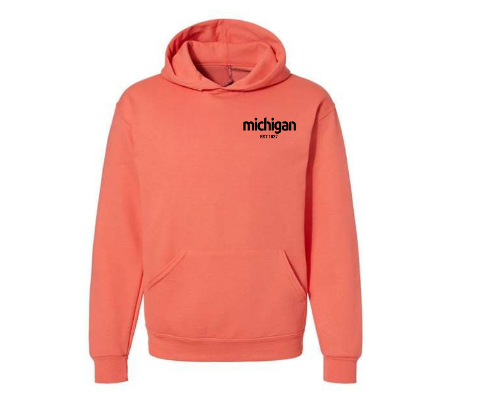 Hoodies: Michigan Est. 1837 (Sunset Coral)
