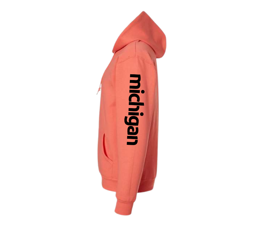 Hoodies: Michigan Est. 1837 (Sunset Coral)