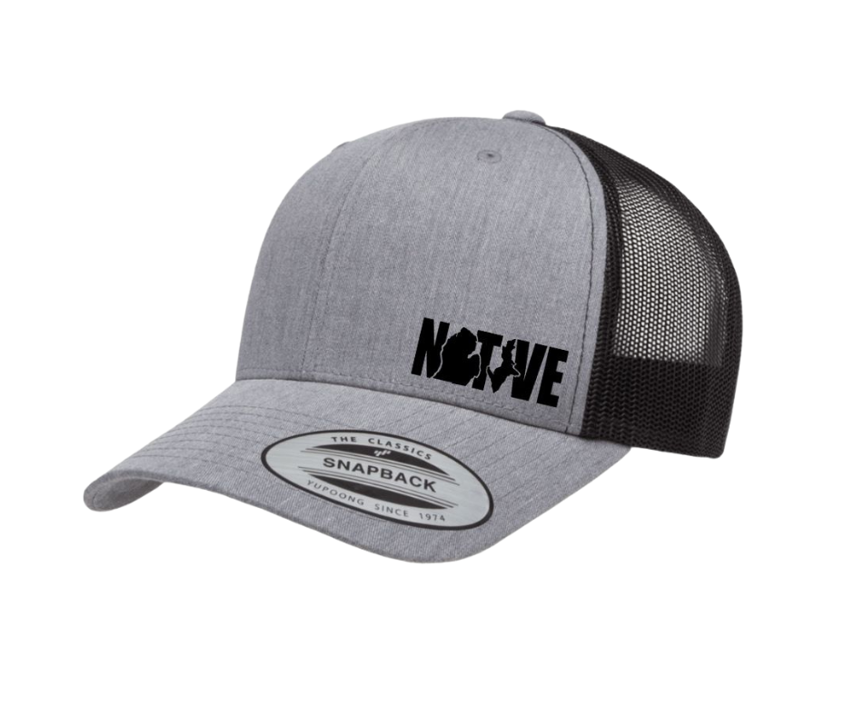 Snapback Hat: Michigan Native- Gray/Black